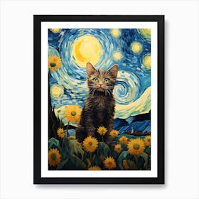 Cat Sunflowers Wall Art 15 Art Print