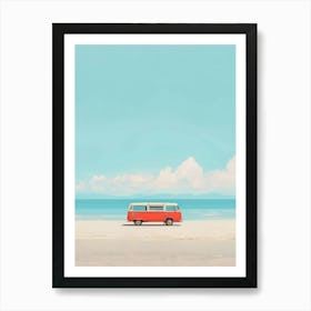 Travel Bus On The Beach Art Print