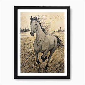 A Horse Painting In The Style Of Sgraffito 3 Art Print