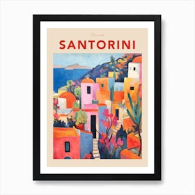 Santorini Greece 4 Fauvist Travel Poster Art Print