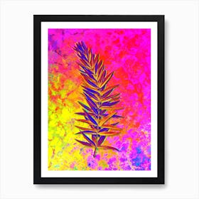 Whorled Solomon's Seal Botanical in Acid Neon Pink Green and Blue n.0180 Art Print