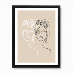 Frida Kahlo Double Beige Art Print