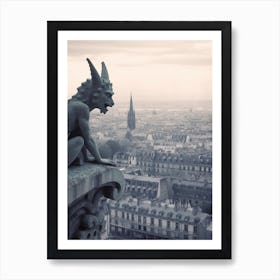 Gargoyle In Paris B&W Art Print