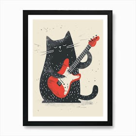 Cat Playing Guitar Art Print