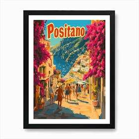 Aihrgdesign A 1970s Inspired Travel Poster For Positano 4 Art Print