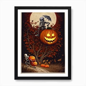 Halloween Skeletons 1 Art Print