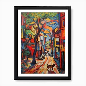 Painting Of Tokyo With A Cat In The Style Of Fauvism 4 Art Print