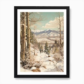 Vintage Winter Illustration Aspen Colorado 3 Art Print