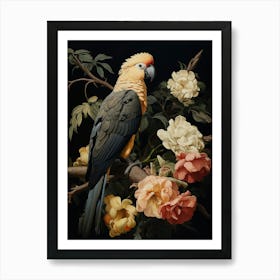 Dark And Moody Botanical Parrot 4 Art Print