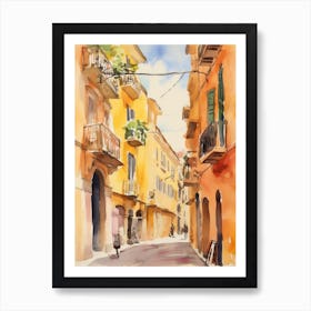 Taranto, Italy Watercolour Streets 1 Art Print