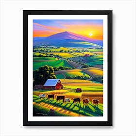 Sunset On The Farm 3 Art Print