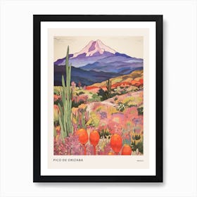 Pico De Orizaba Mexico 1 Colourful Mountain Illustration Poster Art Print