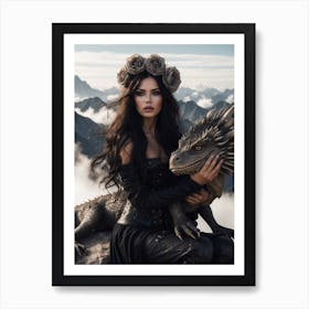 Woman With A Dragon Art Print