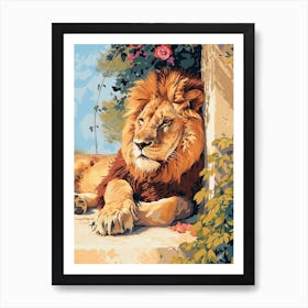 Barbary Lion Acrylic Painting 2 Art Print