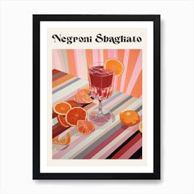 Negroni Spagliato Retro Cocktail Poster Art Print