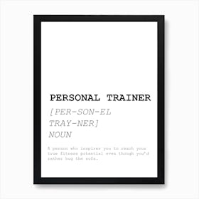 Personal Trainer, Funny, Quote, Definition, Dictionary, Kitchen, Print Art Print