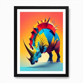 Triceratops 1 Primary Colours Dinosaur Art Print