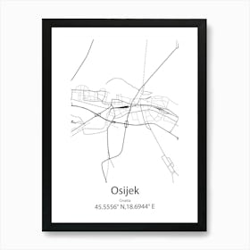 Osijek,Croatia Minimalist Map Art Print