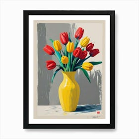 Tulips In A Yellow Vase Living Room Art Print (4) Art Print