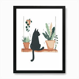 Cat Sitting On A Shelf Art Print