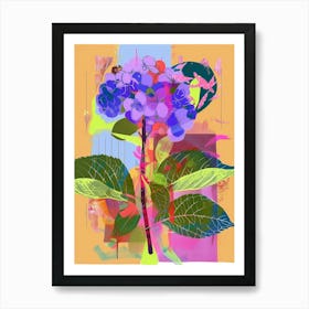 Hydrangea 2 Neon Flower Collage Art Print