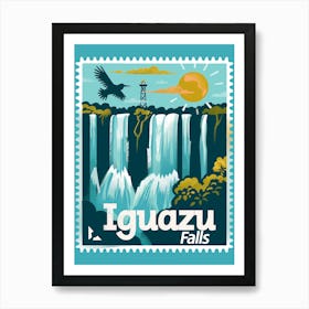 Nzme8932 Create A Minimalistic Postage Stamp Of Iguazu Falls Affiche