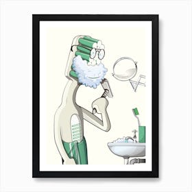 Toothbrush In The Bathroom Art Print