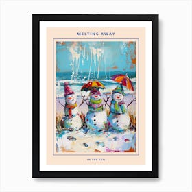 Snowmen On The Beach Painting Poster 4 Art Print