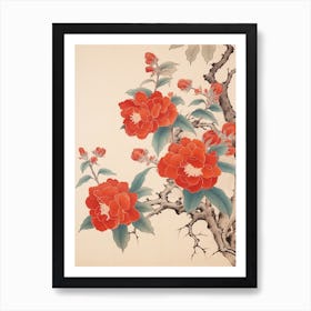 Tsubaki Camellia 2 Vintage Japanese Botanical Art Print