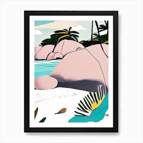 La Digue Island Seychelles Muted Pastel Tropical Destination Art Print