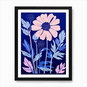 Blue Flower Illustration Asters 3 Art Print