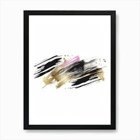 Gold And Black Brush Strokes 15 Art Print