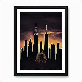 Cityscape At Sunset Art Print