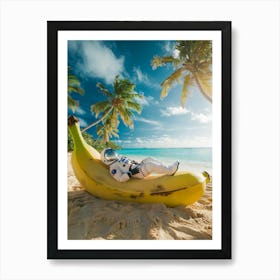 Astronaut Laying On A Banana Art Print