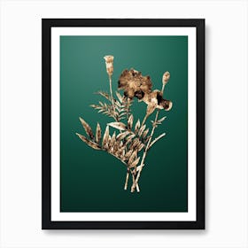 Gold Botanical Mexican Marigold on Dark Spring Green Art Print