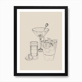 Beige Cocktails Art Print