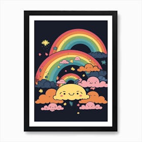 Rainbows Kawaii Illustration4 Art Print