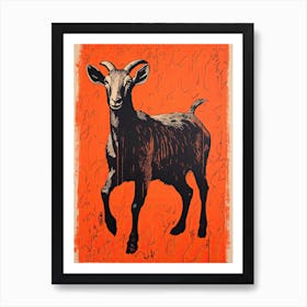 Goat, Woodblock Animal Drawing 2 Art Print