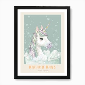Pastel Unicorn Storybook In A Bubble Bath 2 Poster Art Print