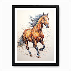 A Horse Painting In The Style Of Pointillism 2 Art Print