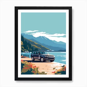 A Range Rover Car In The Lake Como Italy Illustration 3 Art Print