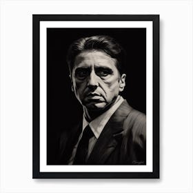 Gangster Art Michael Corleone The Transformation B&W 3 Art Print