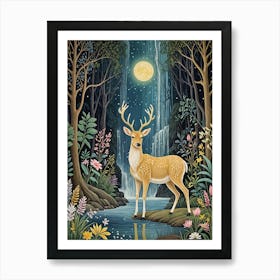 Deer In The Magical Forest Art Print