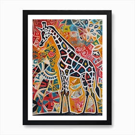 Colourful Giraffe With Patterns 5 Art Print
