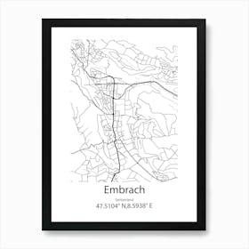 Embrach,Switzerland Minimalist Map Art Print