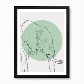 Elephant minimalist line drawing Art Print