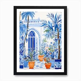 Jardin Majorelle Morocco Modern Blue Illustration 3 Art Print