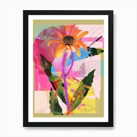 Daisy 1 Neon Flower Collage Art Print