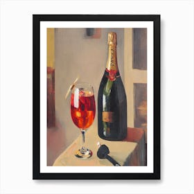 Champagne Oil Painting Cocktail Poster Art Print