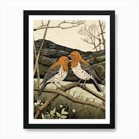 Art Nouveau Birds Poster Dunlin 1 Art Print